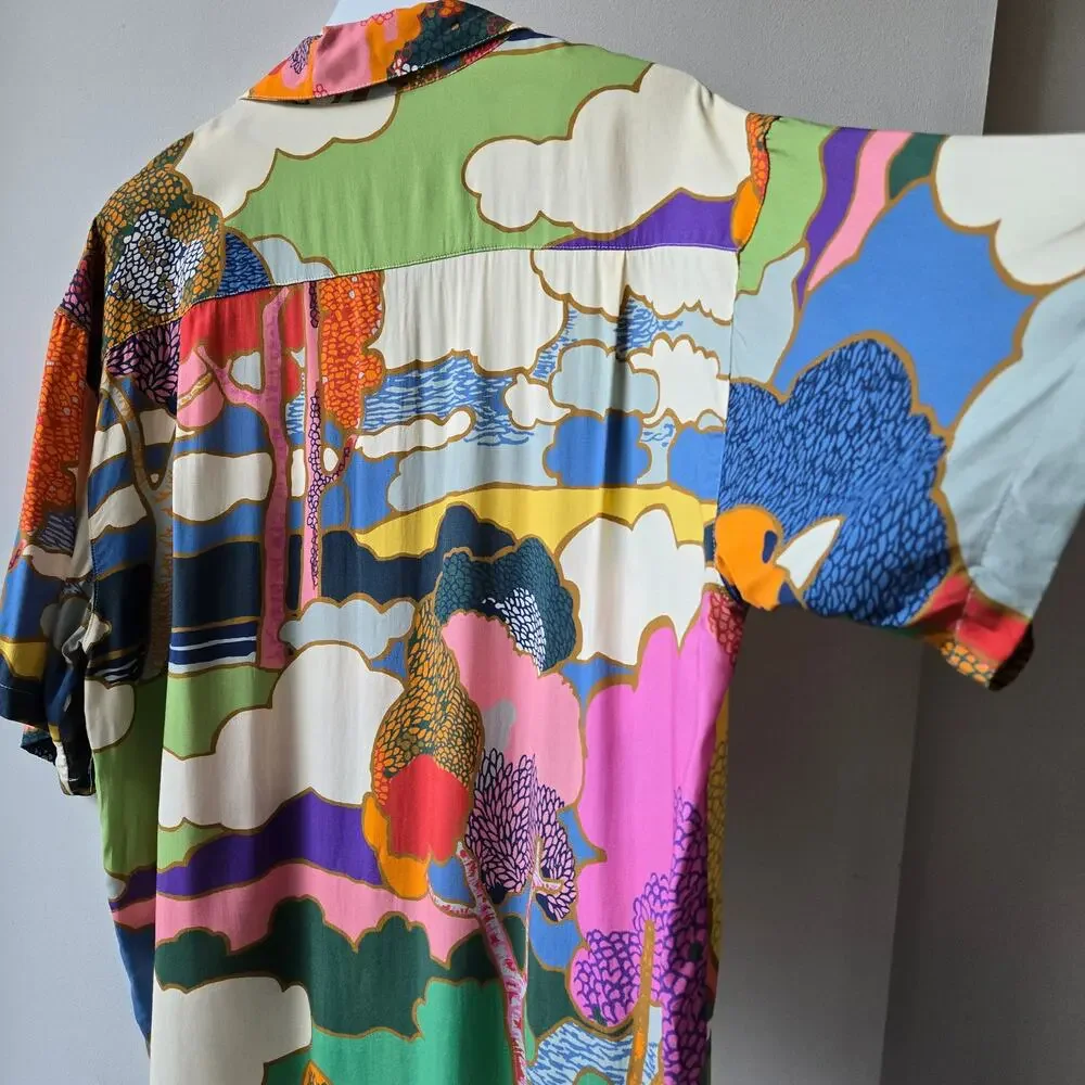 Bower Swimwear Liberty London Prospect Road Button Short Sleeve Top Women XL EUC - Picture 12 of 14